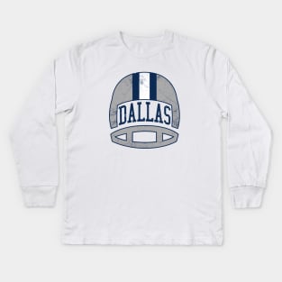 Dallas Retro Helmet - White Kids Long Sleeve T-Shirt